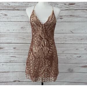 L'ATISTE by Amy New Women's Sequin Open Back Bodycon Dress Size Small